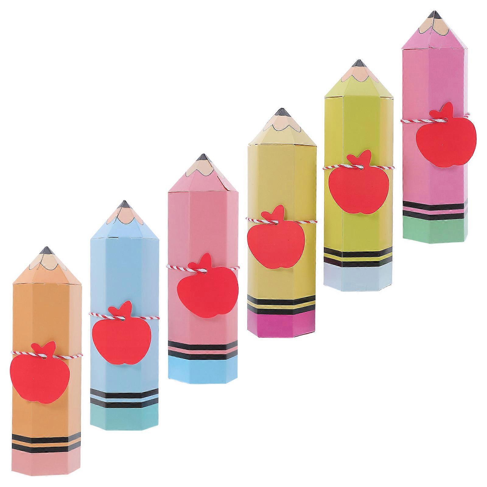 Back To School Candy Storage Boxes 12Pcs Pencil Shaped Paper Cases For Students And Children Celebrations