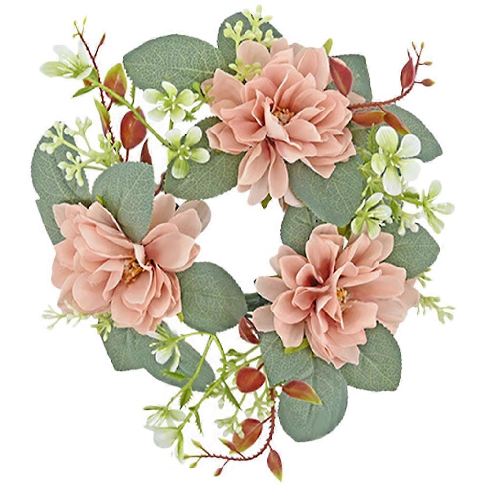 Artificial Candle Ring for Decoration with Lifelike Flowers and Leaves in Assorted Color Plastic