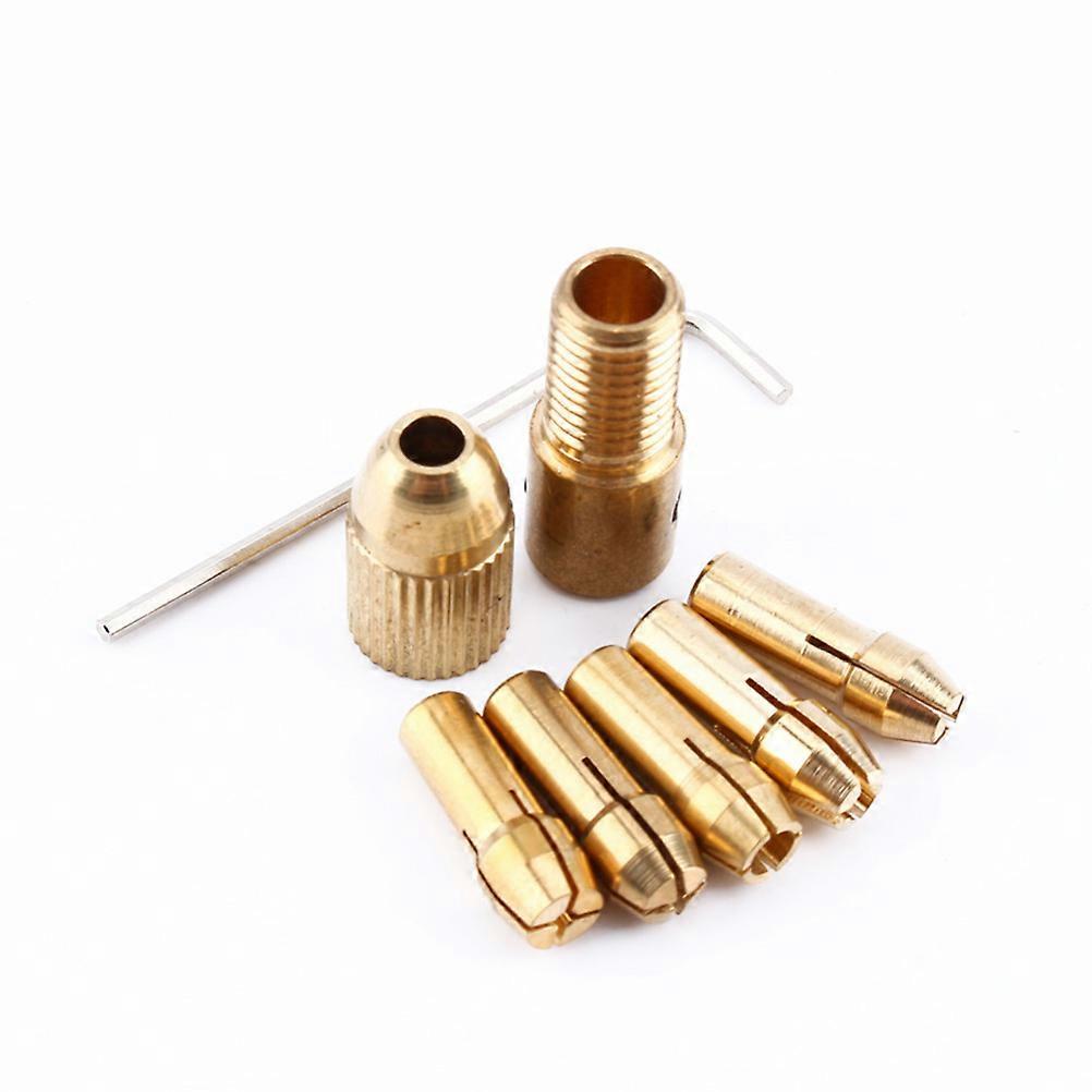 Micro Drill Chuck 3.17mm Compatible With Rotary Tools Hobby Use Golden Brass Drill Tool Set 6Pcs