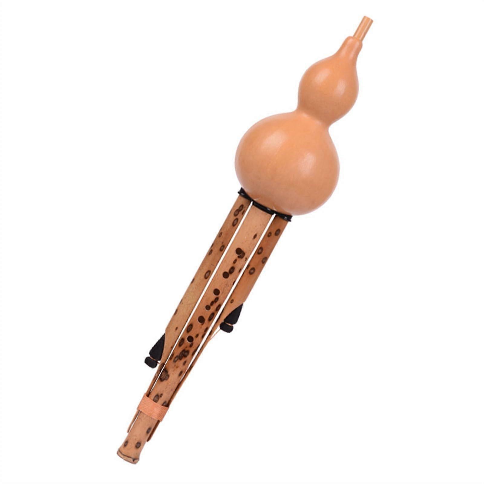 Hulusi Flute Chinese Ethnic Bamboo Gourd Flute Blasinstrument with Storage Case C Key, Handcrafted Bamboo Instrument