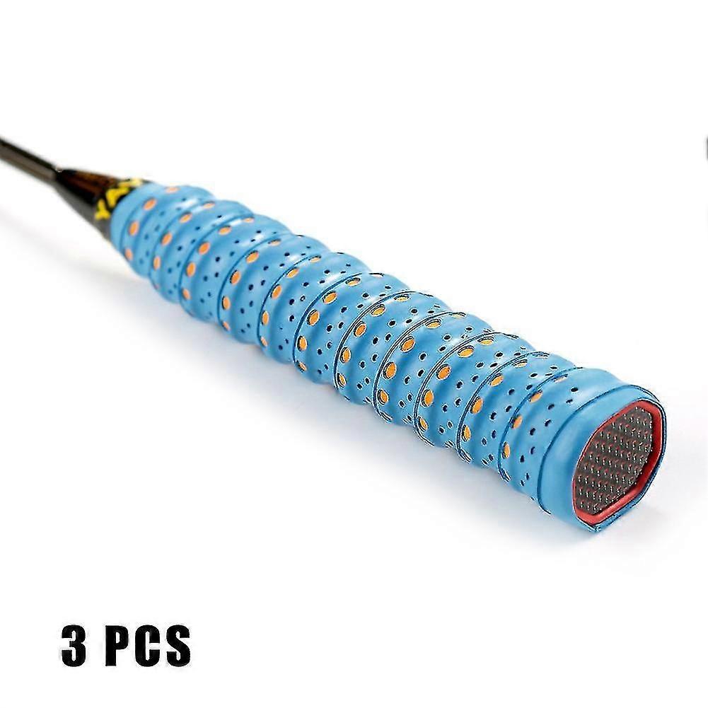 Anti-Slip Sweatband Tape for Tennis and Badminton Rackets (3pcs, Blue)