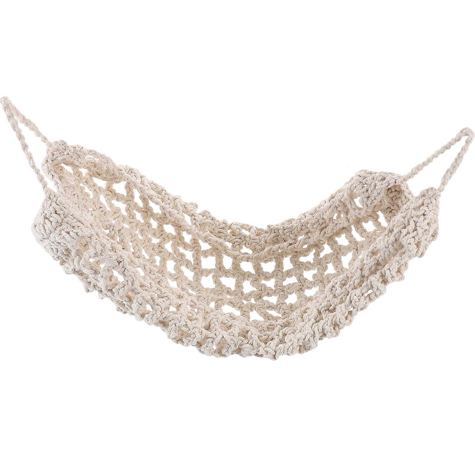 Handwoven Cotton Fruit Hammock Kitchen Hanging Basket Refined Style Air Circulation Fresh Keeping For Kitchen Storage 1Pack