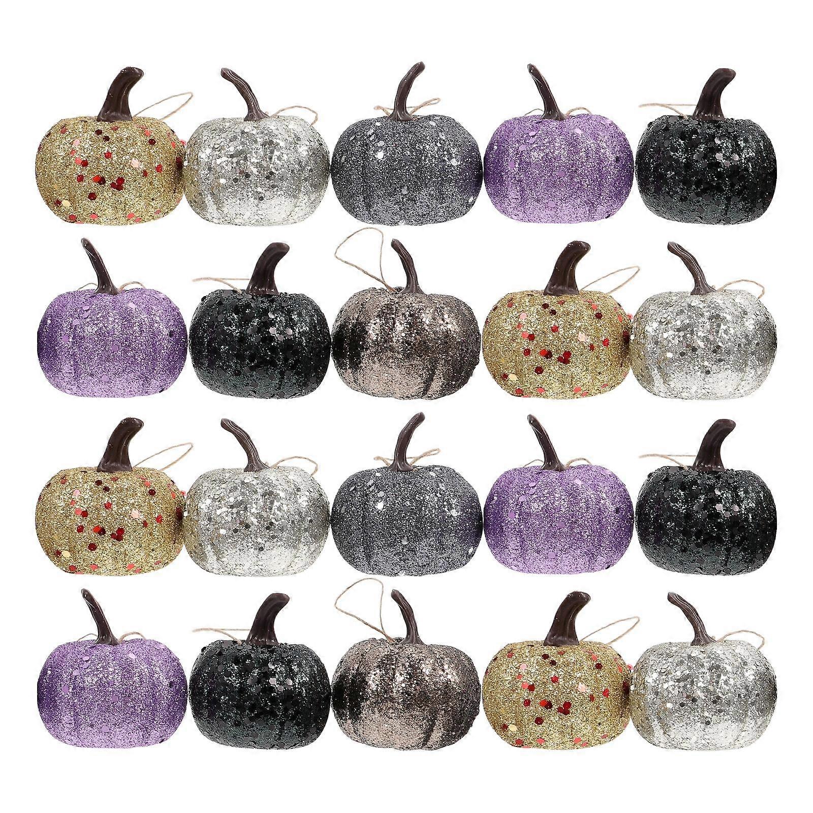 20pcs Simulated Pumpkins Halloween Ornaments Fake Pumpkin Decorations for Party, Haunted House, Thanksgiving, Indoor Outdoor Use