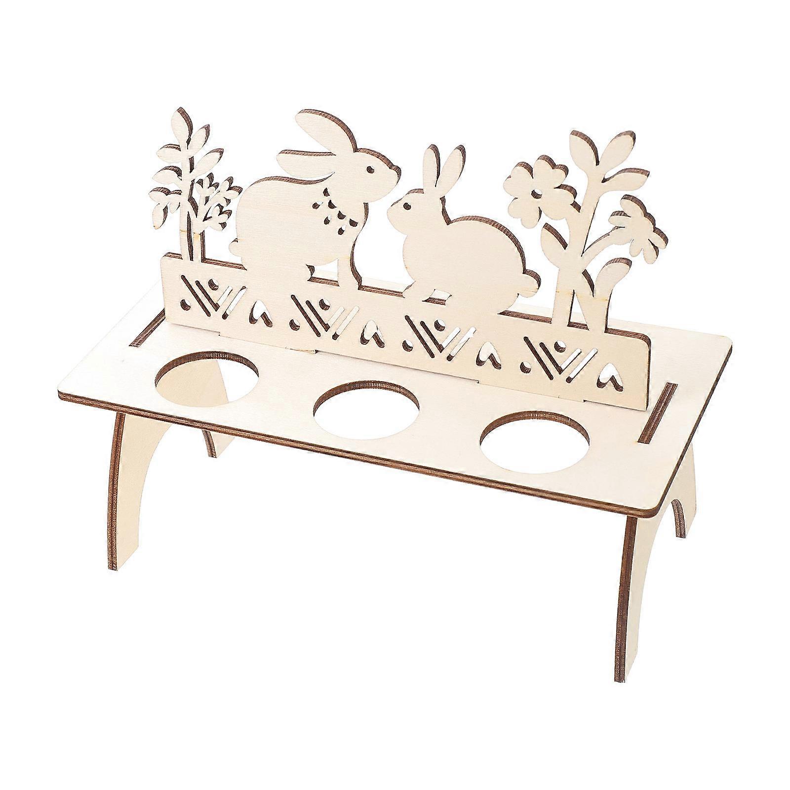 Rustic Eggs Holder Wooden Egg Stand Home Decoration Rabbit Shape 21x18cm 1Pcs