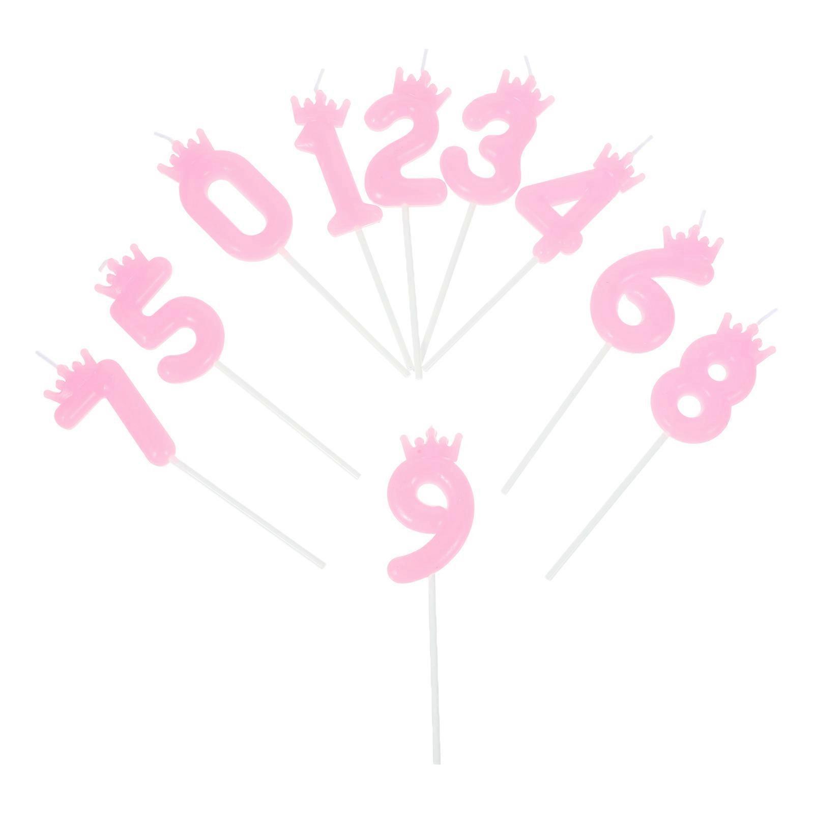 Birthday Decorations 3D Number Candles For Family Celebrations Pink Wax 10Pcs Create Joyful Atmosphere