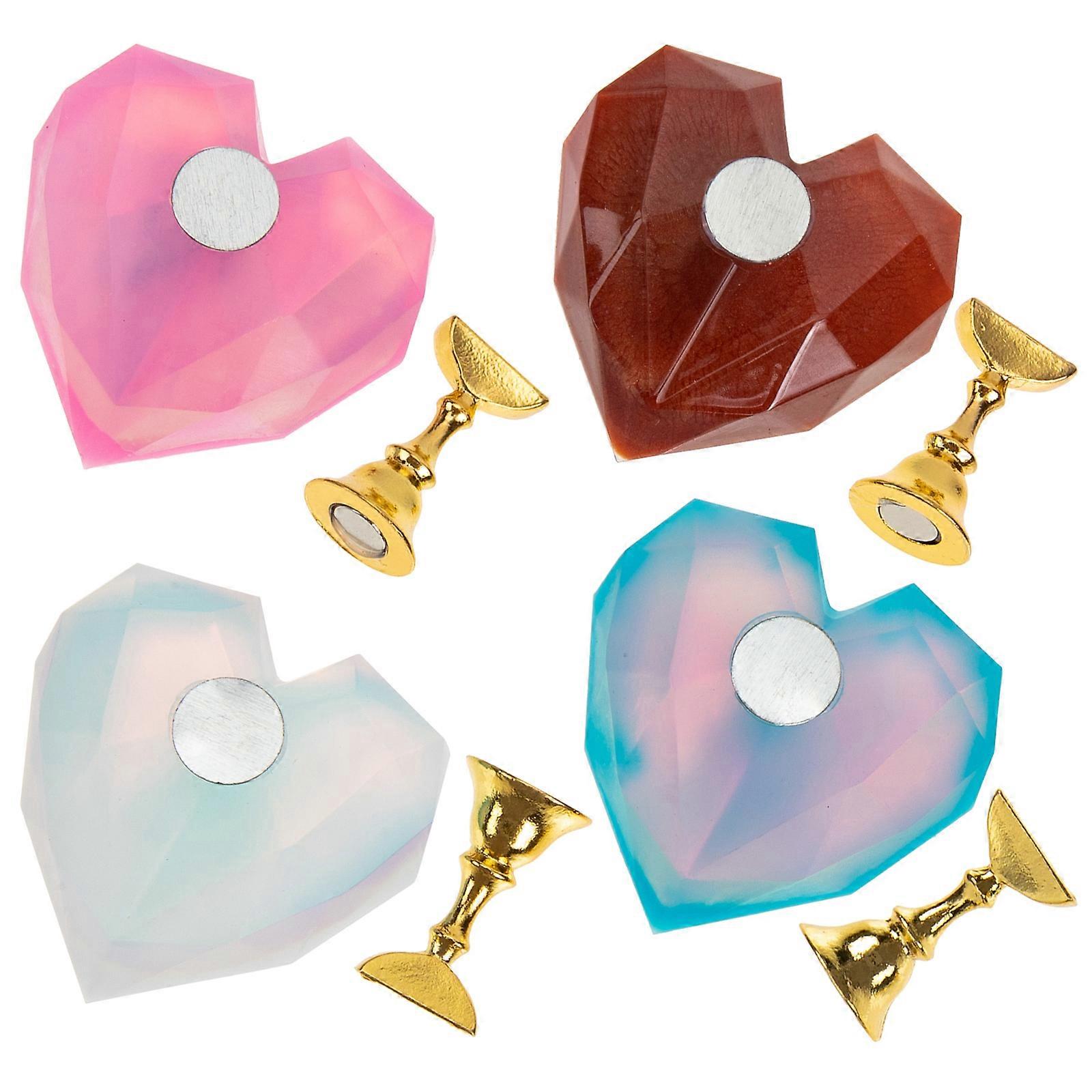 Nail Art Practicing Heart Shaped Display Bases For Nail Tips 4 Sets Assorted Color Professional Use