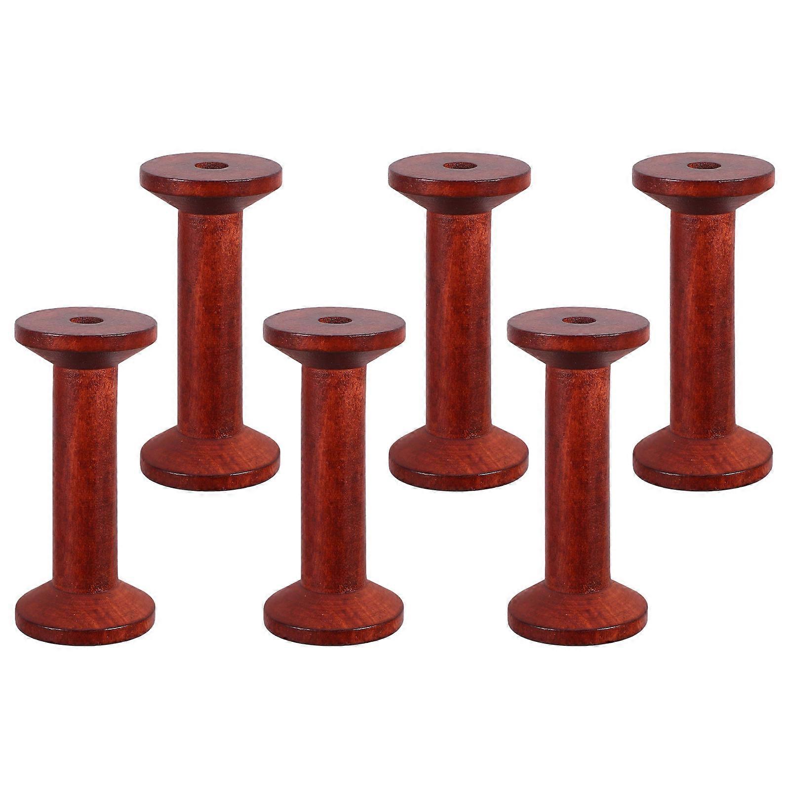 6pcs Vintage Thread Spools Organizer, Yarn Winding Bobbins for Sewing, Compact Portable Design for Home Crafting & Efficient Storage
