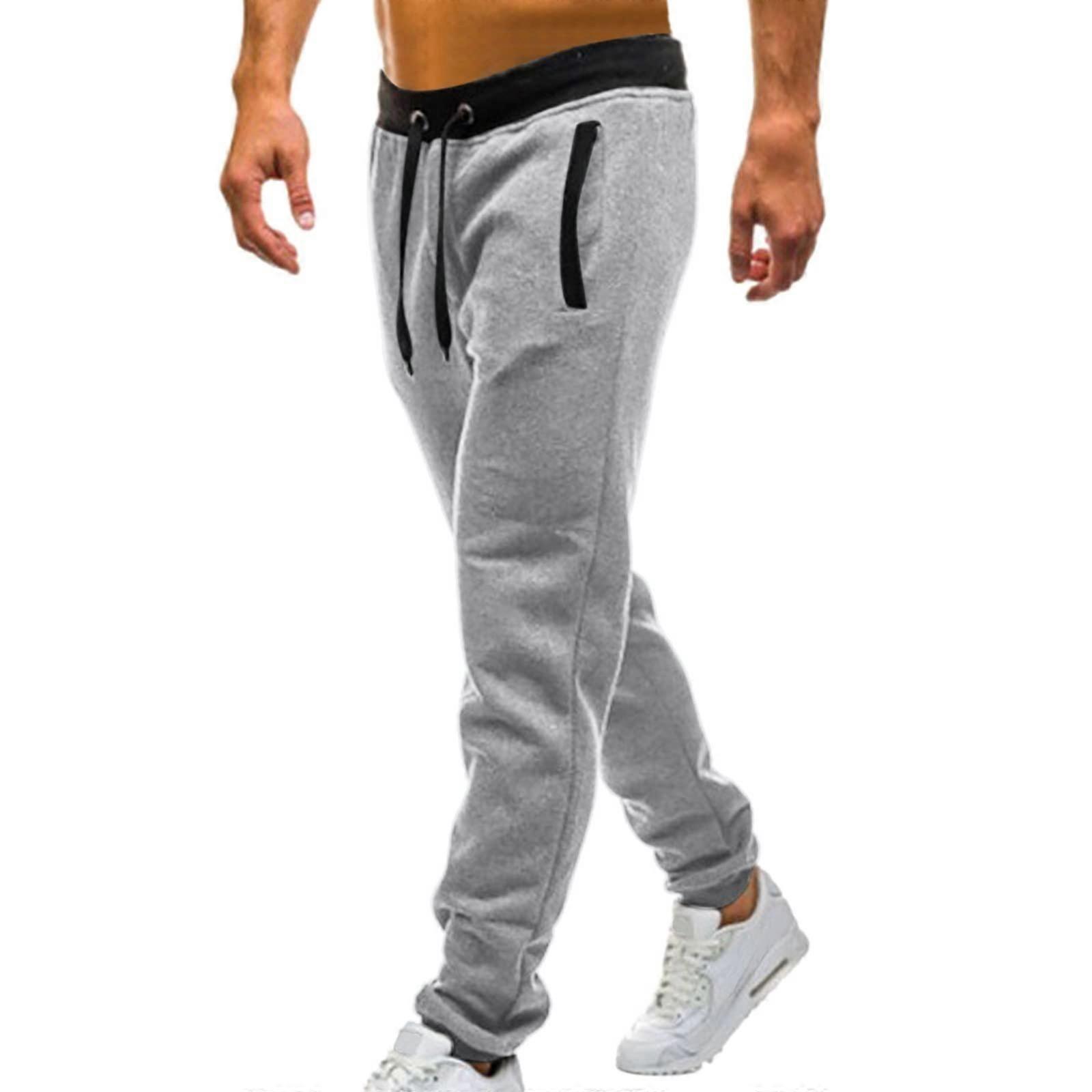 Jogging Bottoms Men's Baggy Sweatpants Elastic Waist Drawstring Casual Work Trousers Gray L Lace Up Quick Drying