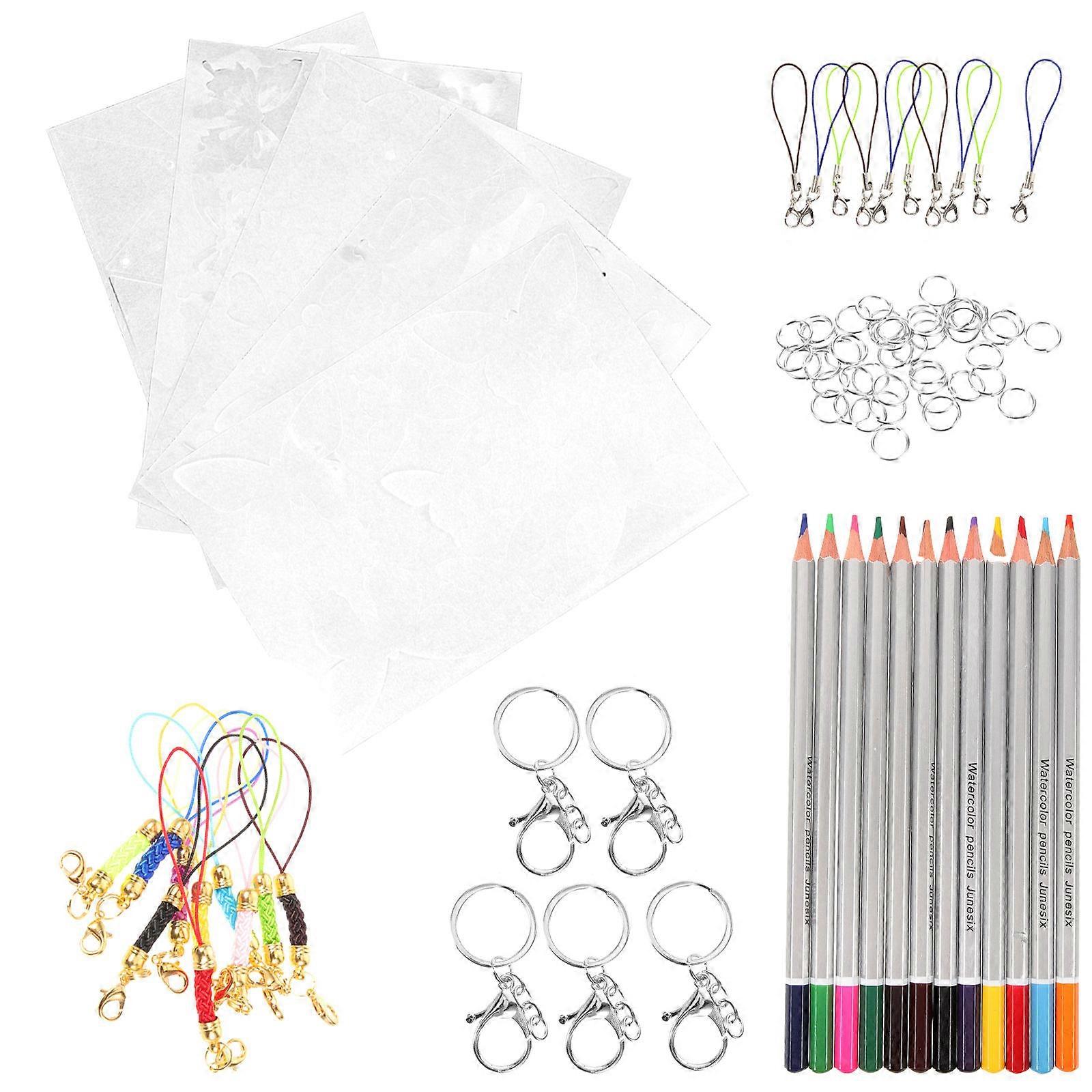 Shrink Paper Sheet Kit for DIY Use with 1Set Shrink Film Paper Keychain Kit