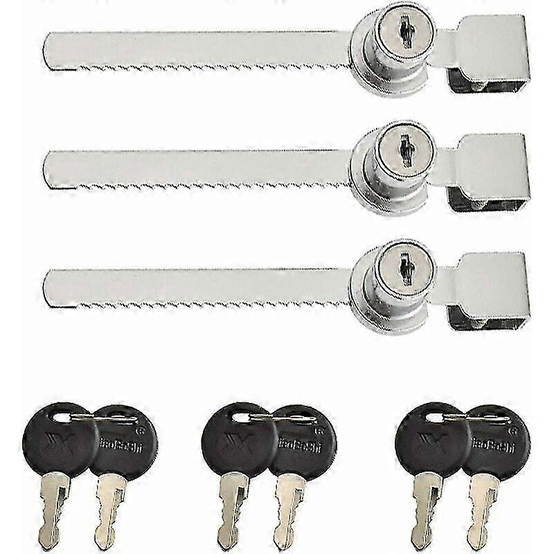 3 Pieces Terrarium Display Cabinet Sliding Glass Door Lock, Sliding Glass Door Latches, Cam Locks, Mailbox Drawer Cupboard Lock with 6 Keys, Zinc Allo