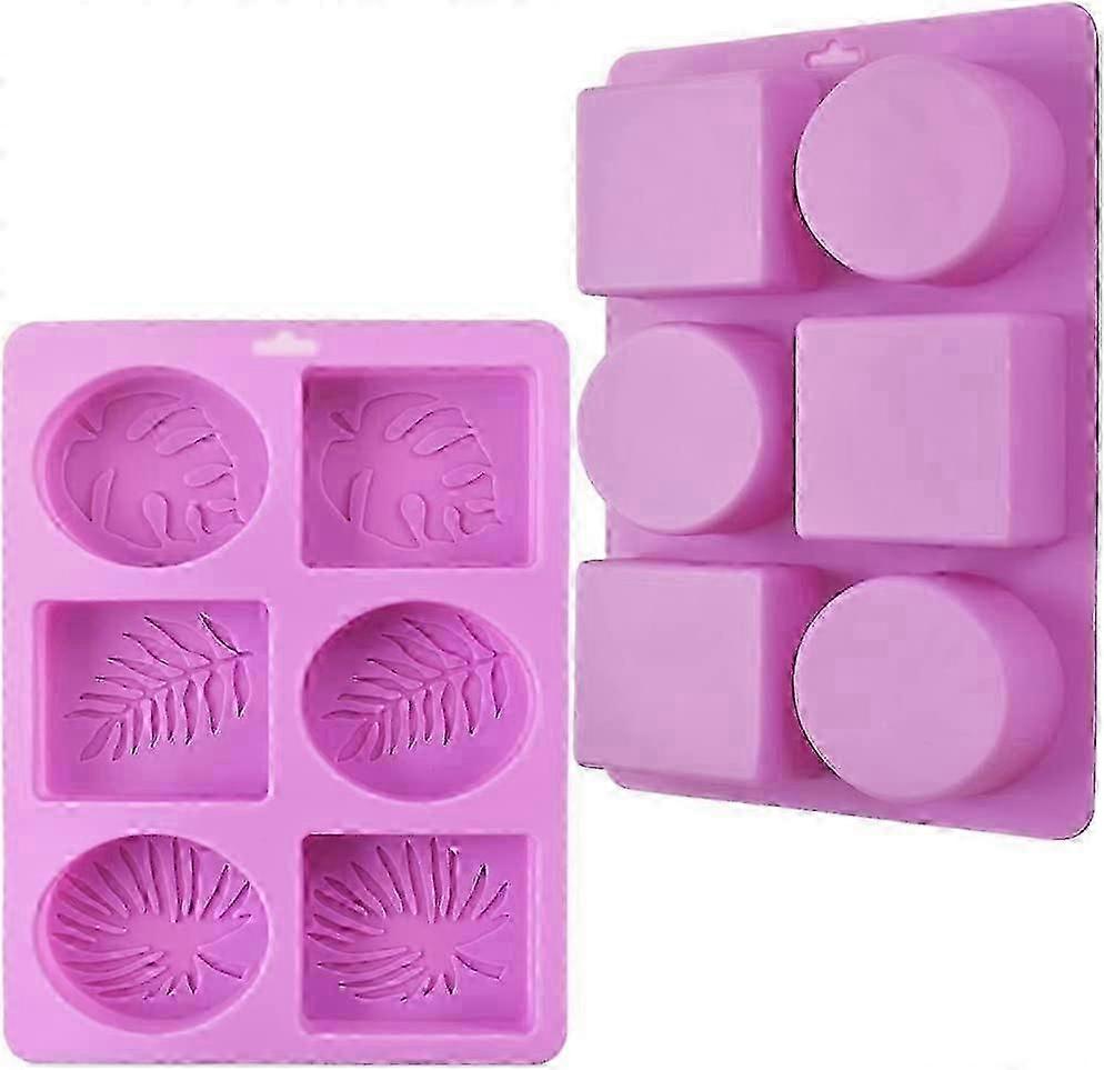 Set of 2 Leaf-Decorated Silicone Soap Molds with Rectangular and Oval Shapes