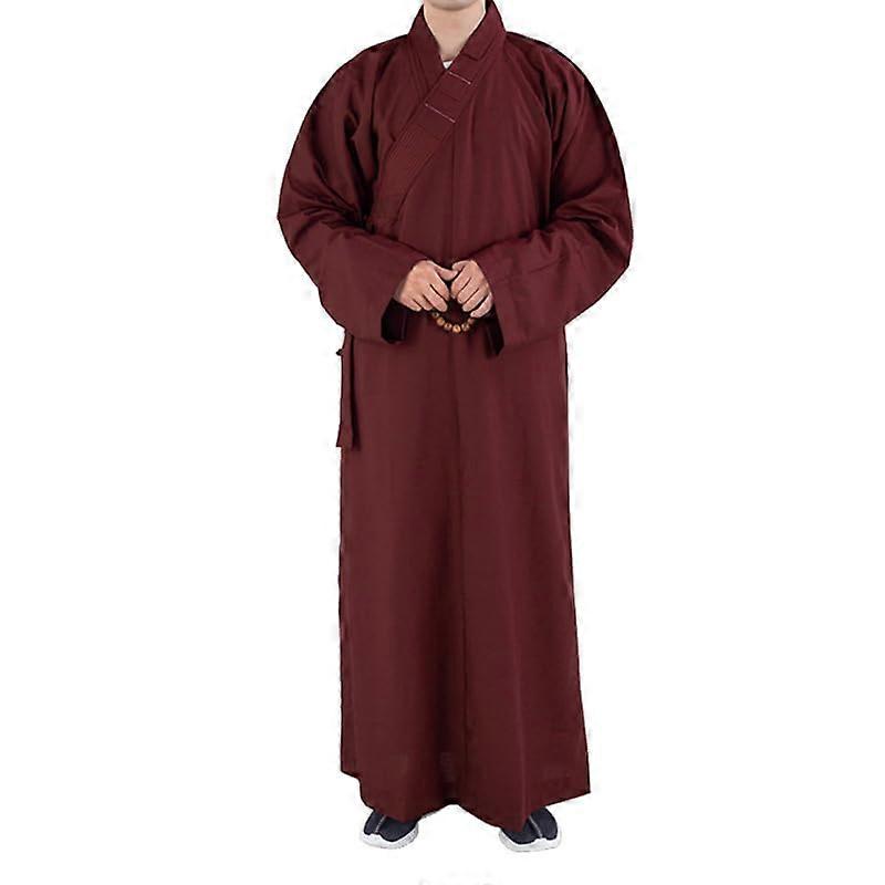 Shaolin Monk Kung Fu Buddhist Robe, Buddhist Monk Robe, Meditation Dress, Long Dress, Zen Buddhist Robe, Monk Clothing for Adults, Red, Size 39