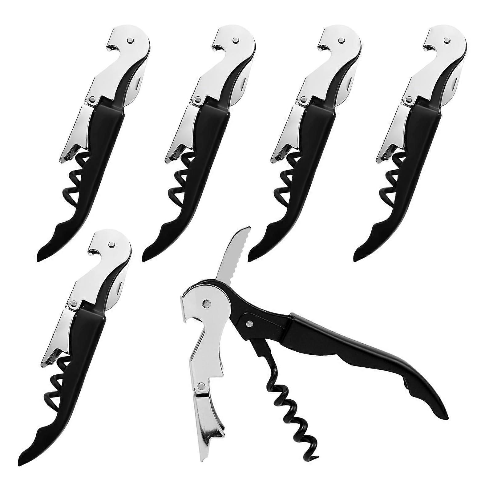 Waiter's Friend Corkscrew Set of 6, Professional Stainless Steel Wine Openers with Beer Bottle Key for Home and Bar Use