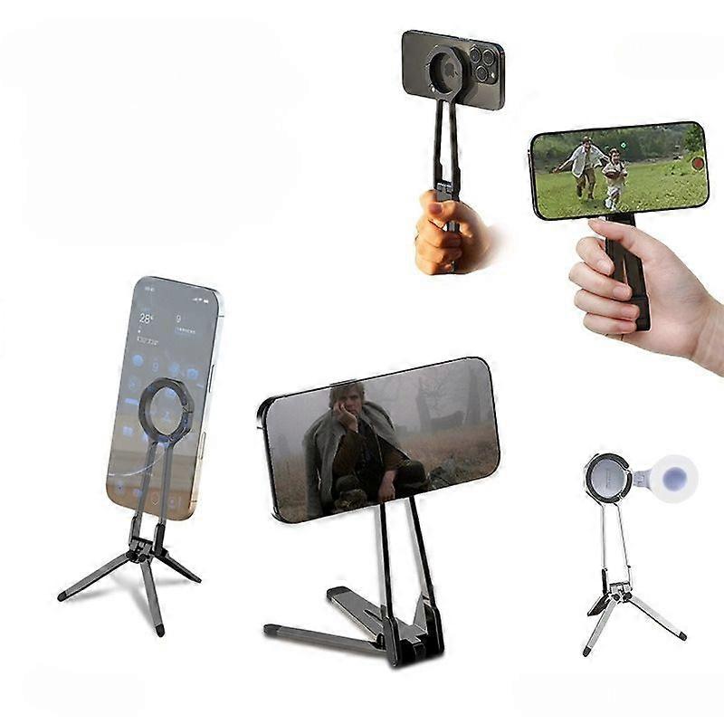 ohp M40 Spring Buckle Magnetic Mobile Phone Tripod 360 Rotation Phone Holder Black
