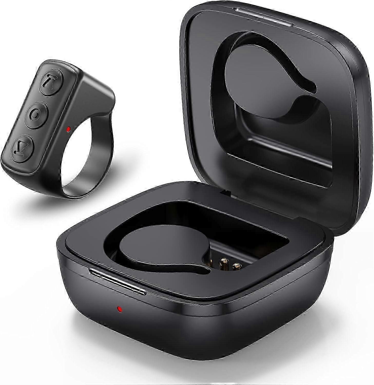 A black Tiktok remote control ring finger scrolling remote