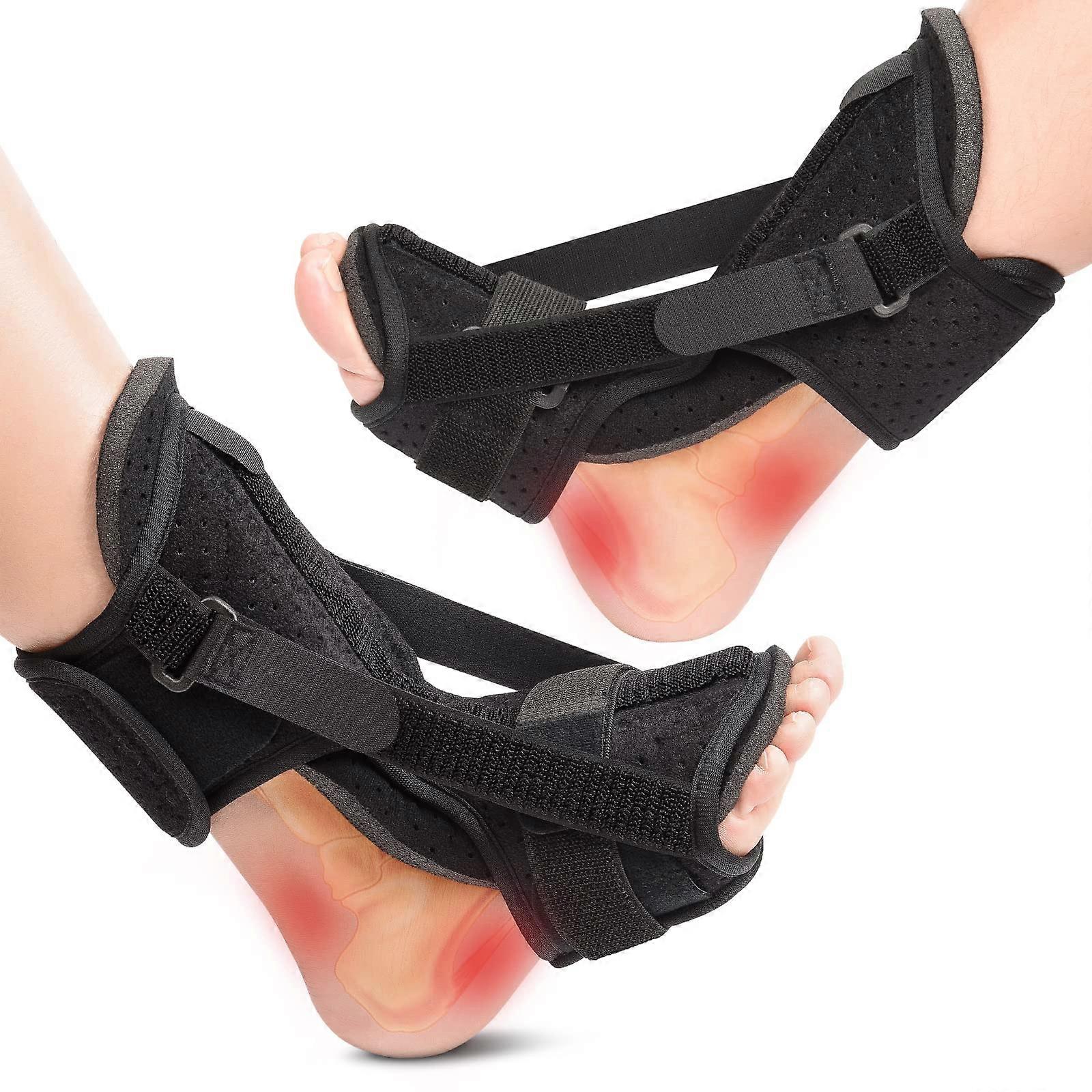 Plantar Fasciitis Brace Night Splint with Memory Foam Pad - 2 Pack for Achilles Tendonitis, Foot Drop, Heel Pain Support
