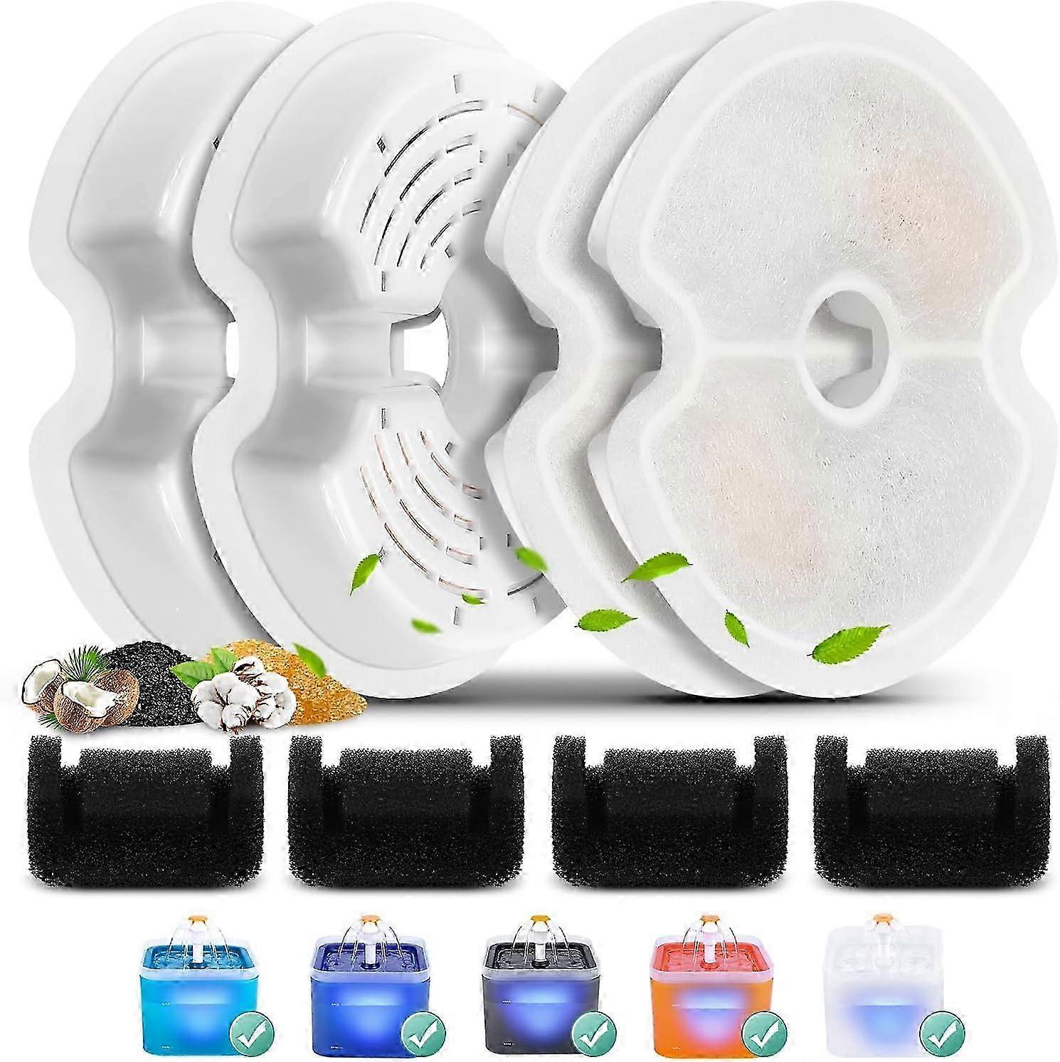 4-Pack Replacement Water Filters Compatible with 67oz/2L Cat Water Fountain for Color Models