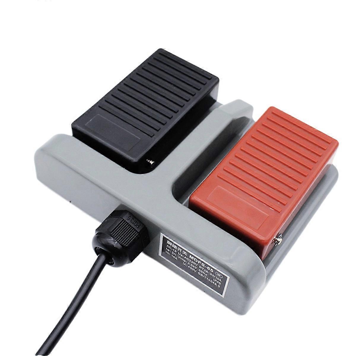Foot Switch MDFS-65 Double Foot Pedal Switch Self-Reset with Wire 3A/220VAC