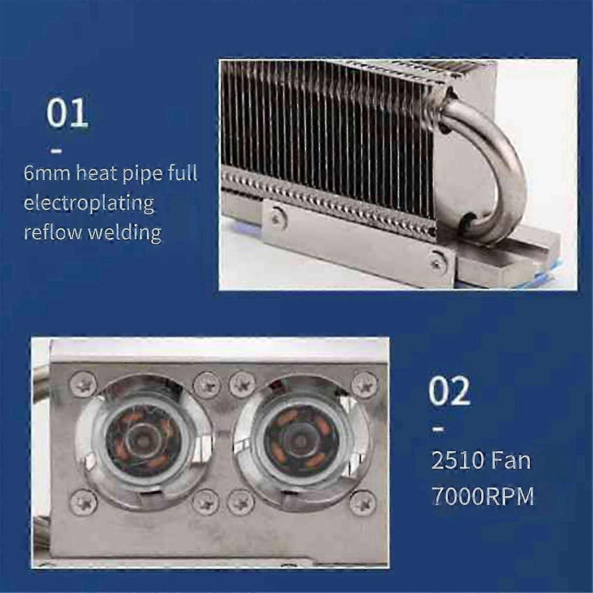 RGB M.2 Hard Disk Heat Dissipation Radiator Sink 3-Pin Connector HDD Cooler High Conductivity Heat Pipe RGB Cooling Fan