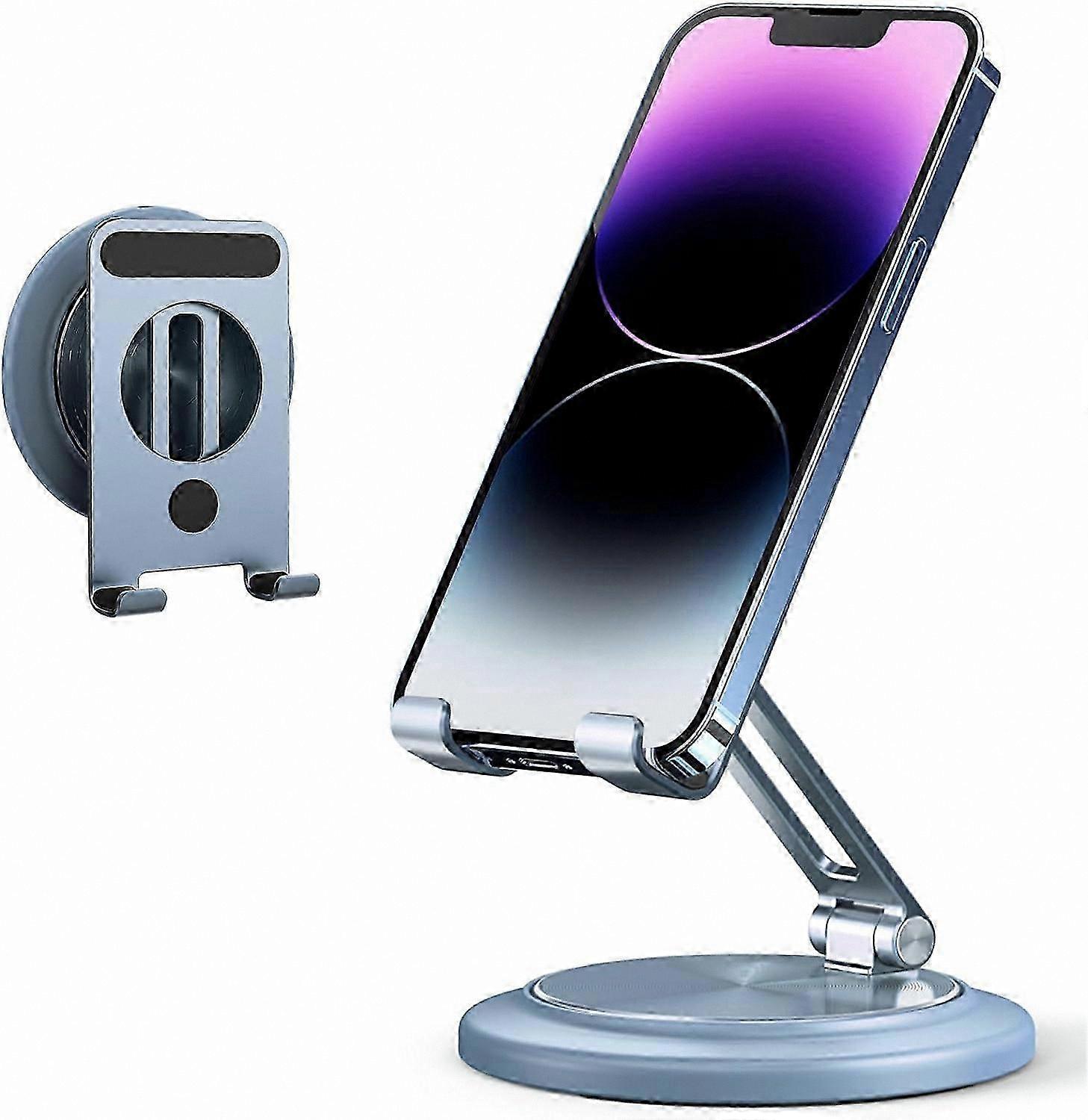 Adjustable Aluminum Phone Stand, 360° Rotation, Foldable Desktop Holder for 4-9 Inch Devices
