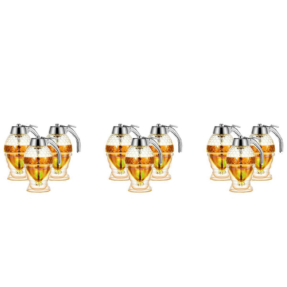 Honey Dispenser, No Drip Syrup Container with Stand, Beautiful Honeycomb Shaped Honey Pot, Syrup Sug
