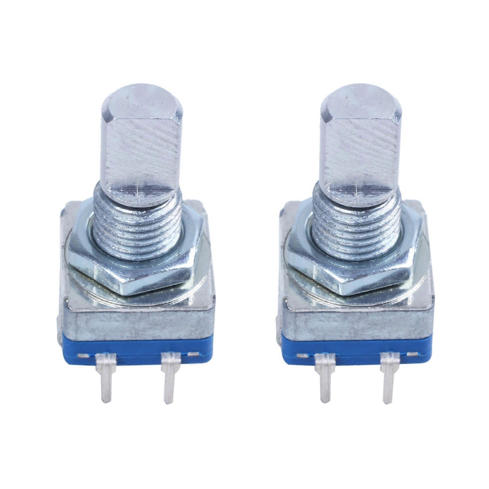 2X 20-Point Shaft Detents Encoder and 360 Degree Rotary with Push Button Blue + Silver