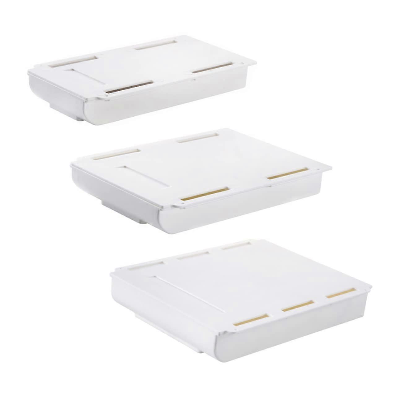 3Pcs Under Desk Storage Tray Self Adhesive Drawer Organizer Hidden Desktop Drawer for Sundries Space Saving for Office Home Classroom Use