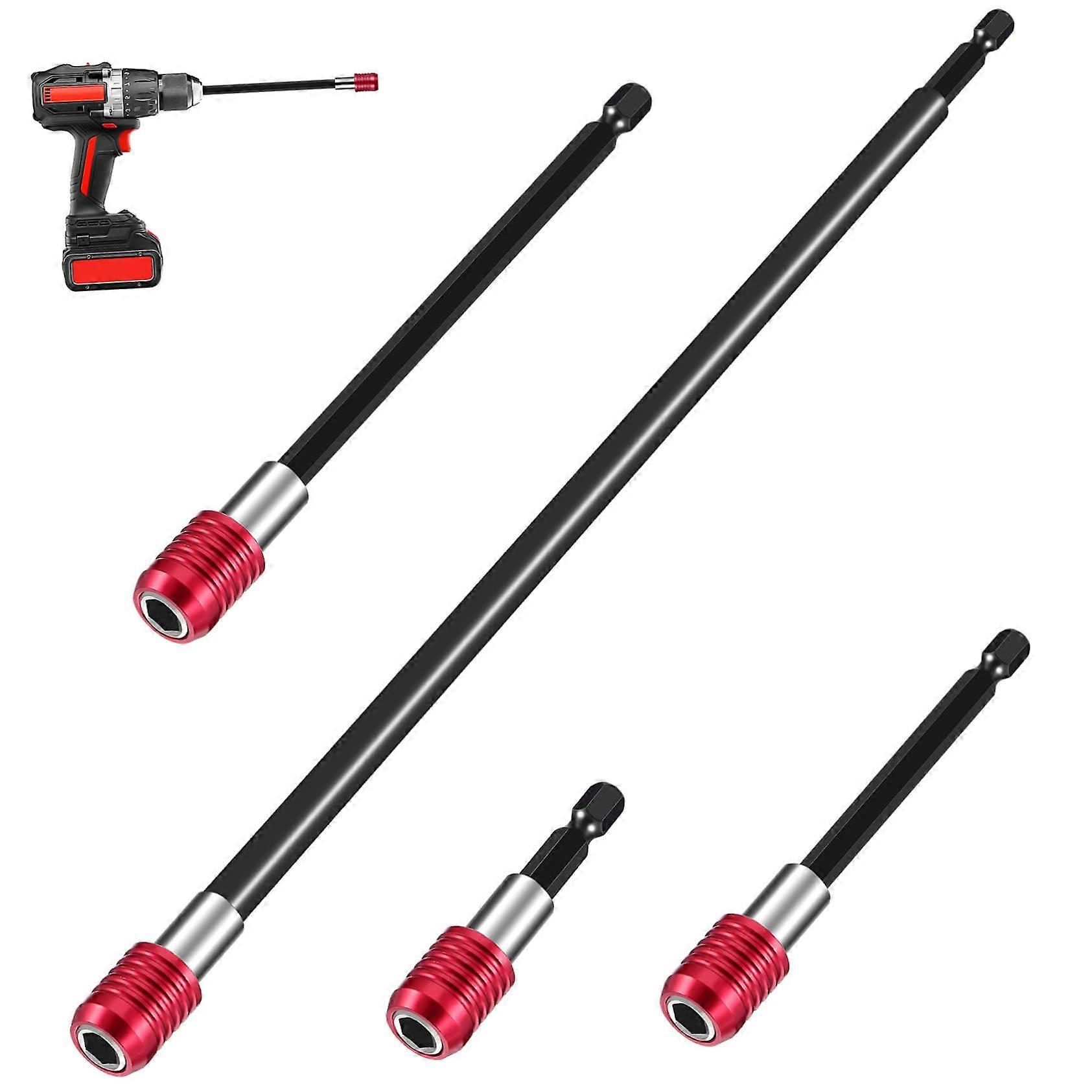 Drill Bit Extension Kit 4Piece Telescopic Poles Hex Shank Adapter, Impact Driver Bit Holder