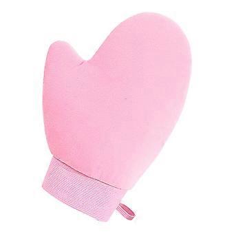 Velvet Tanning Mitt for Home, Shower and Travel, for Face, Legs and Back, for Sensitive Skin, Pink