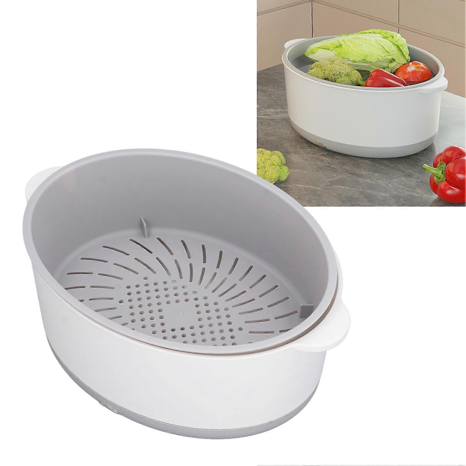 Double Layer Electric Fruit & Vegetable Washing Basket White