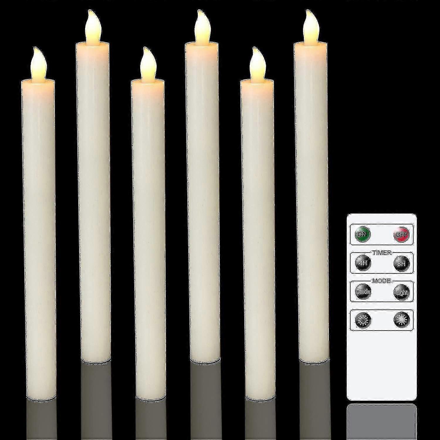 6 Pack LED Candles with Remote and Timer, Real Wax, Flickering Warm White Light