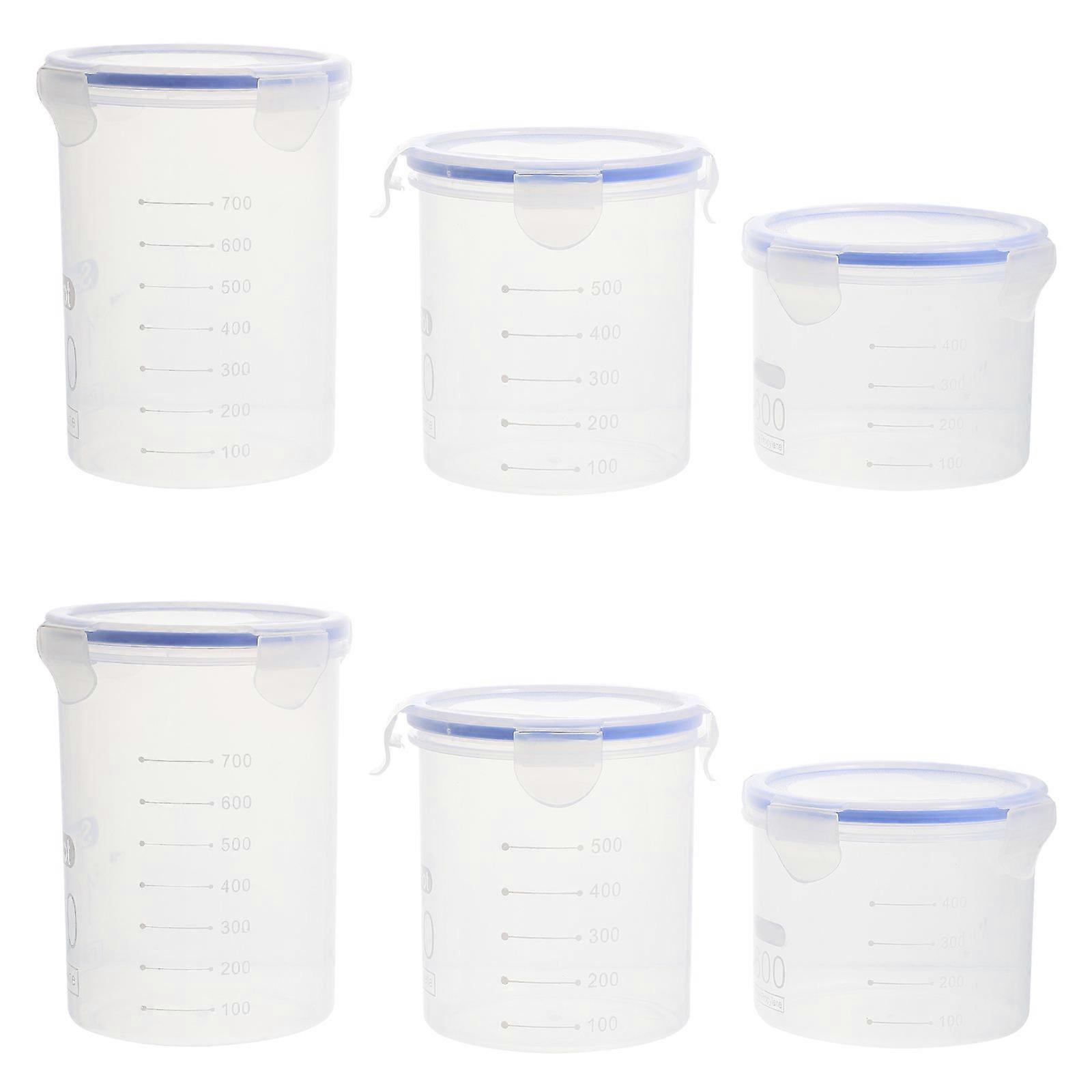 6pcs Plastic Sealed Storage Jars Grain Storage Jar Airtight Food Storage Containers