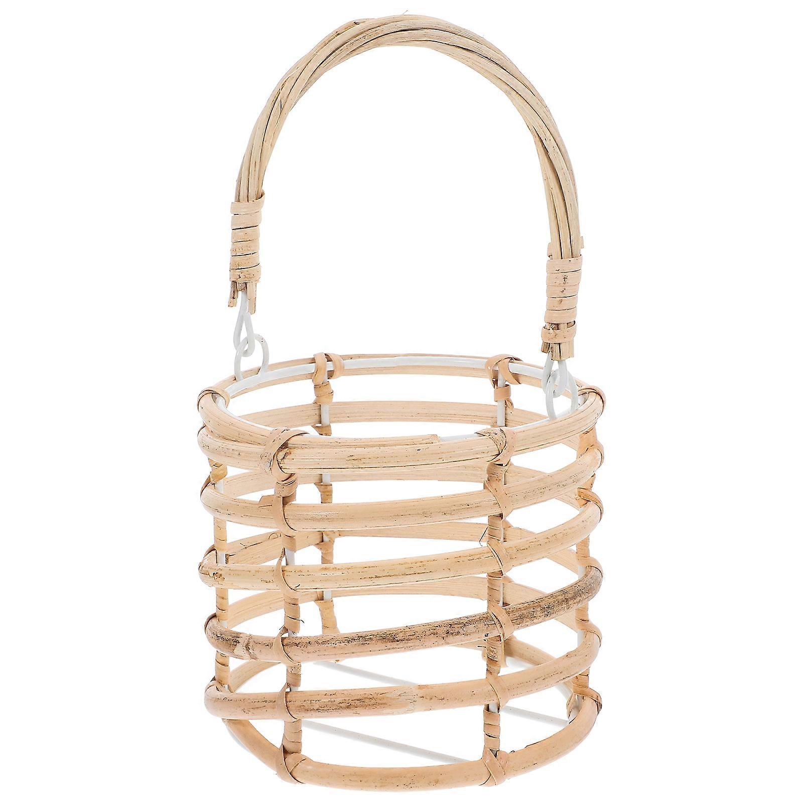 Rattan Candle Lantern with Handle for Home Decor Khaki Nordic Design 12.5x12.5x28.5 Inches