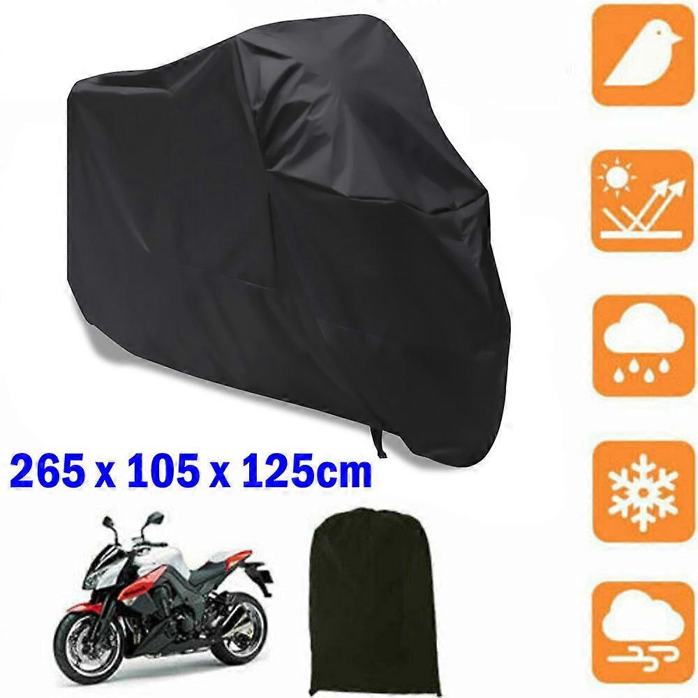 Waterproof Motorcycle Cover for Most Bikes with Elastic Bottom and Straps Black Size XXL