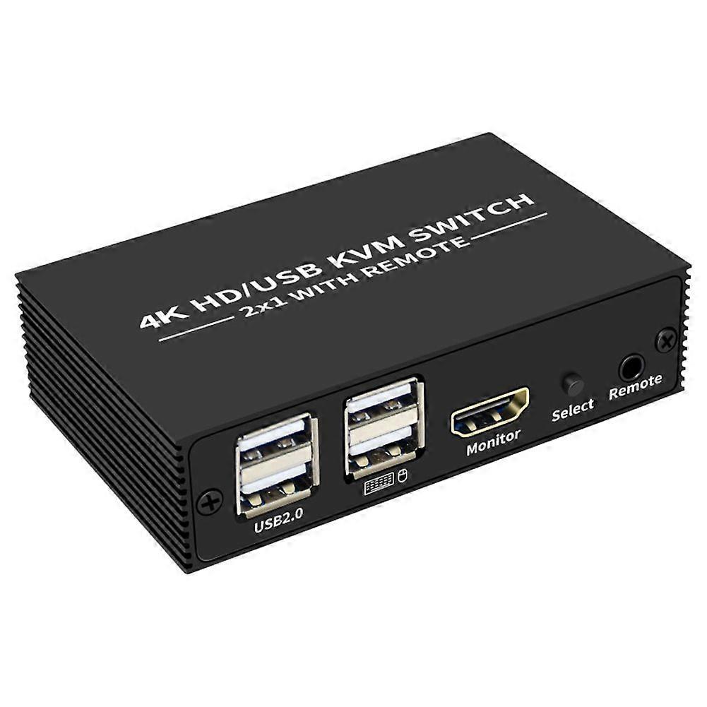4K 60Hz KVM Switch -Compatible Switcher USB Selector 2x1 for PC Share Monitor Mouse Keyboard Port 2x1