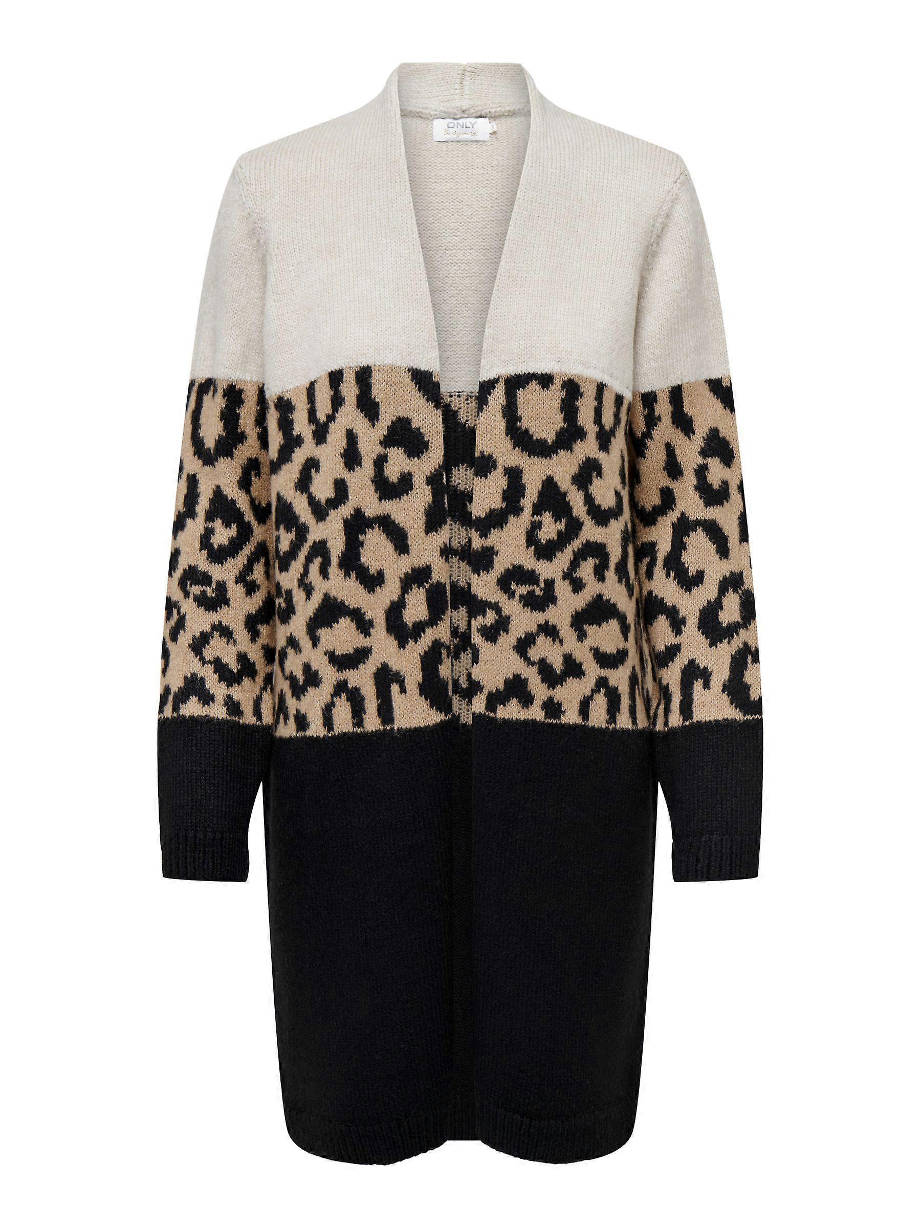 ONLY Womens Knit Cardigan with Leo Print and Elegant Design