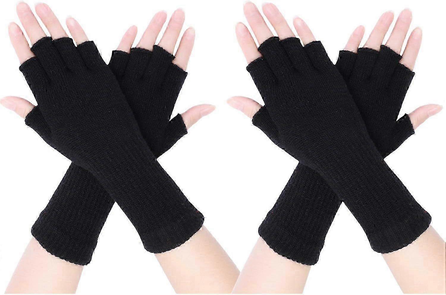 Pairs Unisex Fingerless Gloves Half Finger Stretchy Knit Gloves