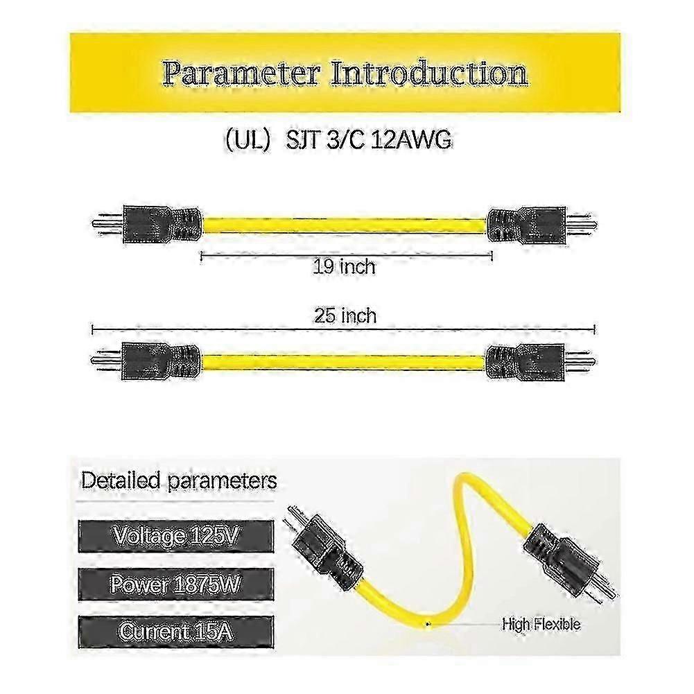 Extension Cord, Rv Generator Adapter Cord, 5-15p For Transfer Switch, 12awg 125v Double
