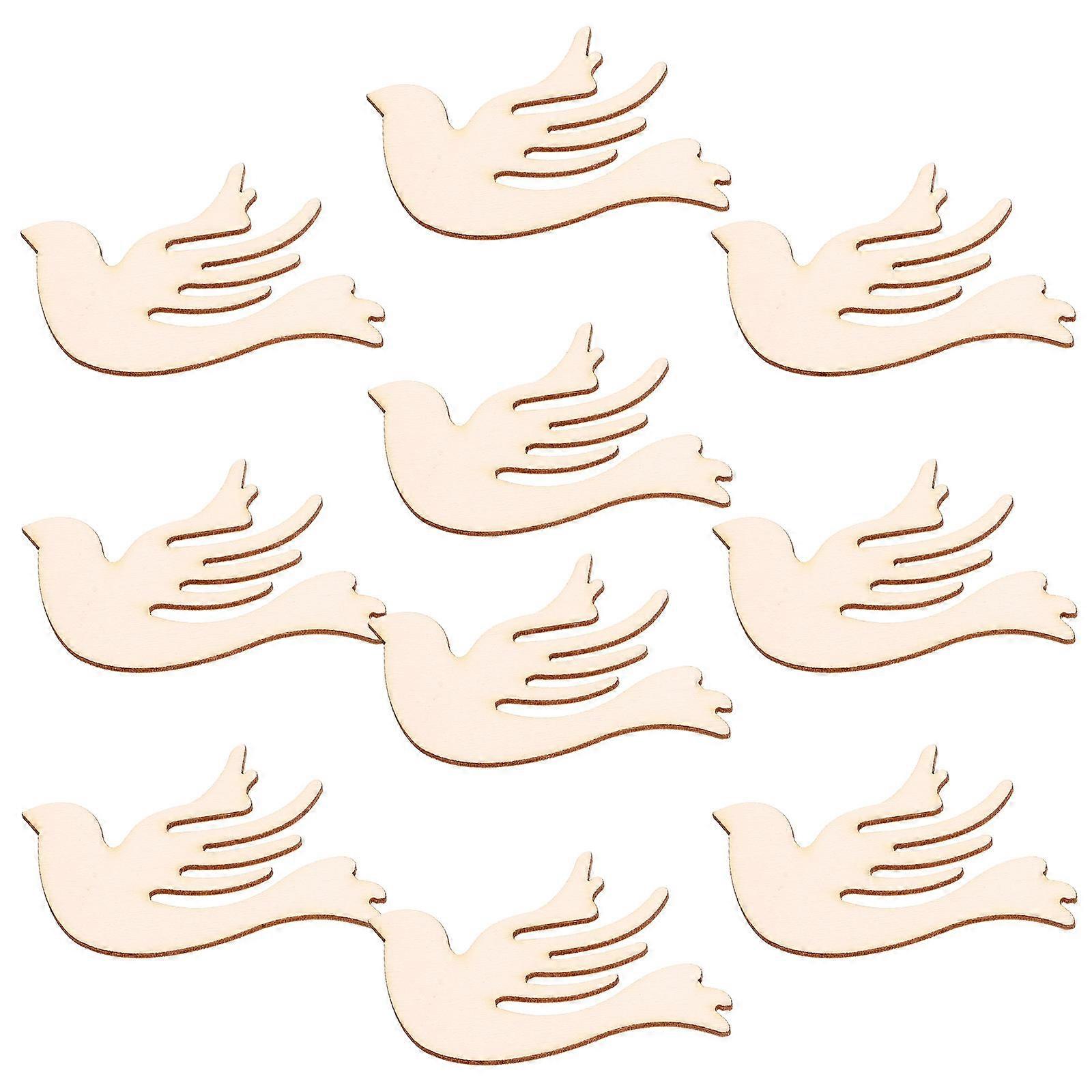 Bird Shape Wooden Slices for Scrapbooking 30Pcs Beige Wooden DIY Ornaments