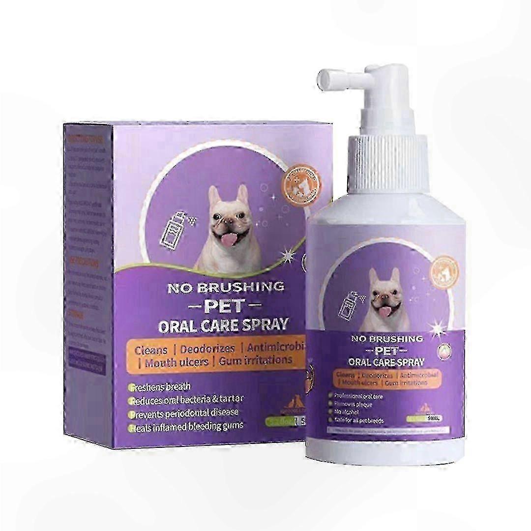 Oral Freshener Spray for Pets, 50ml Dental Cleaner to Remove Bad Breath and Clean Teeth for Dogs & Cats