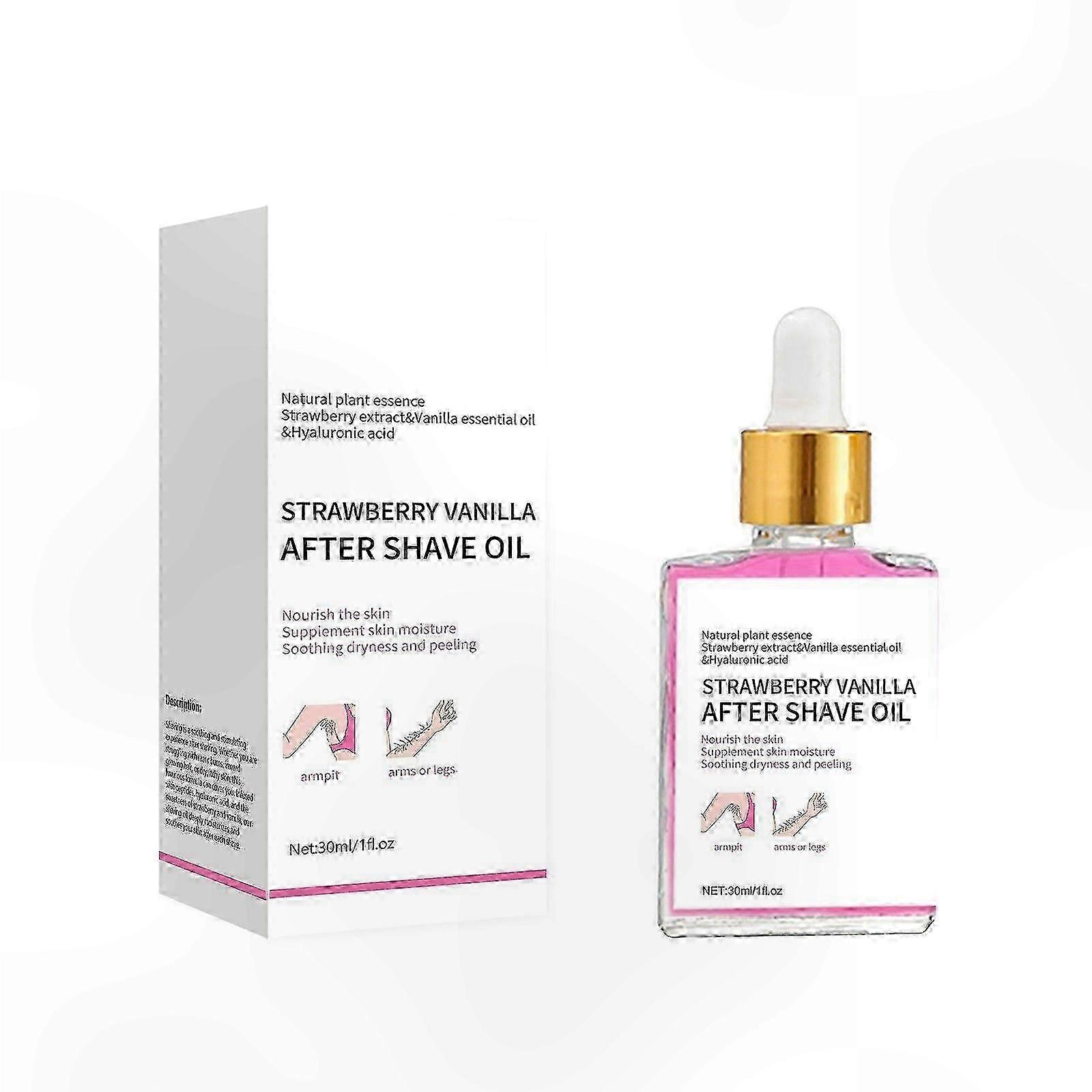 Hydrating Post-Shave Oil for Women, Strawberry Vanilla Fragrance, Reduces Ingrown Hairs and Dryness, Leaves Skin Soft and Smooth