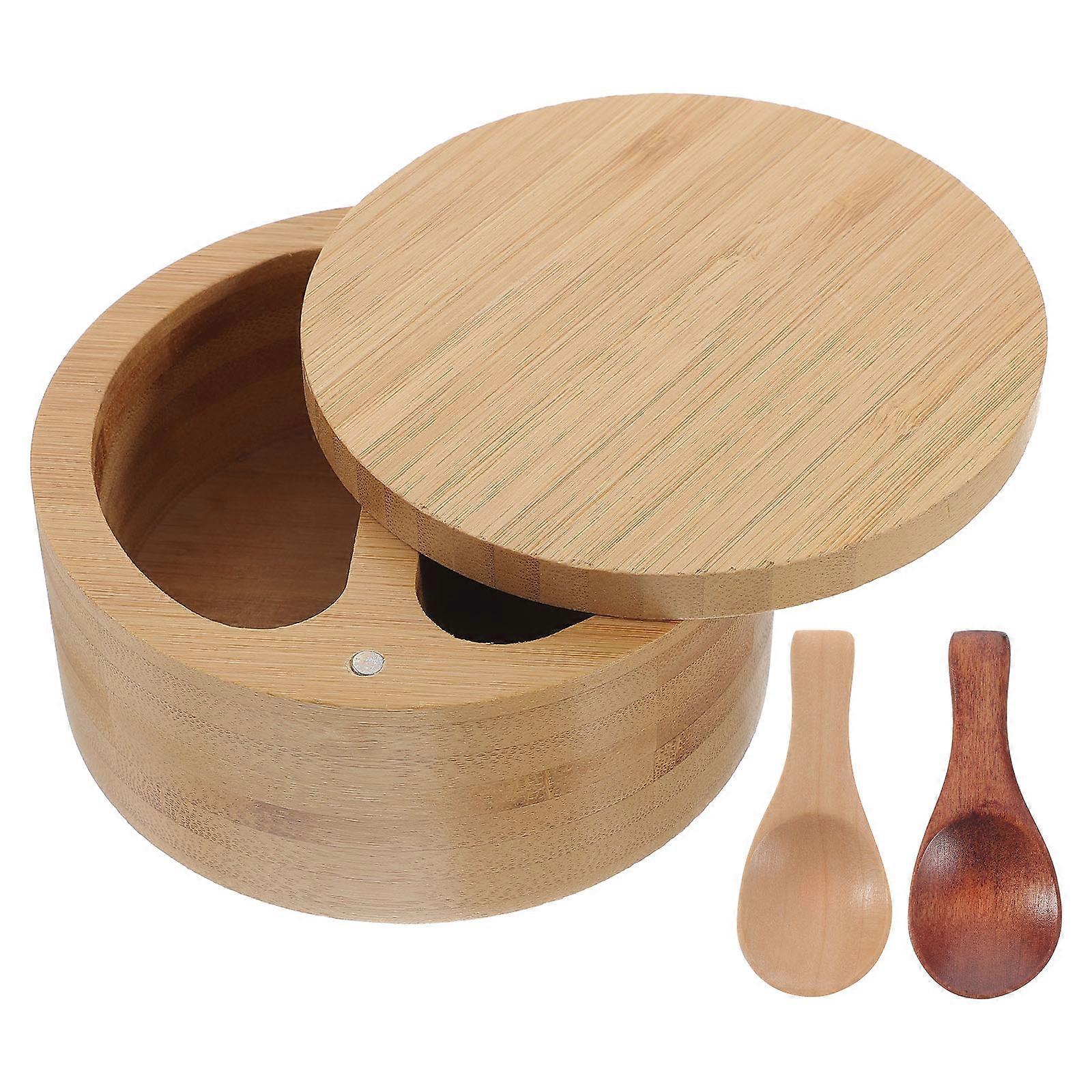 Seasoning Box Bamboo Divided Spice Box for Kitchen Use with 1Set