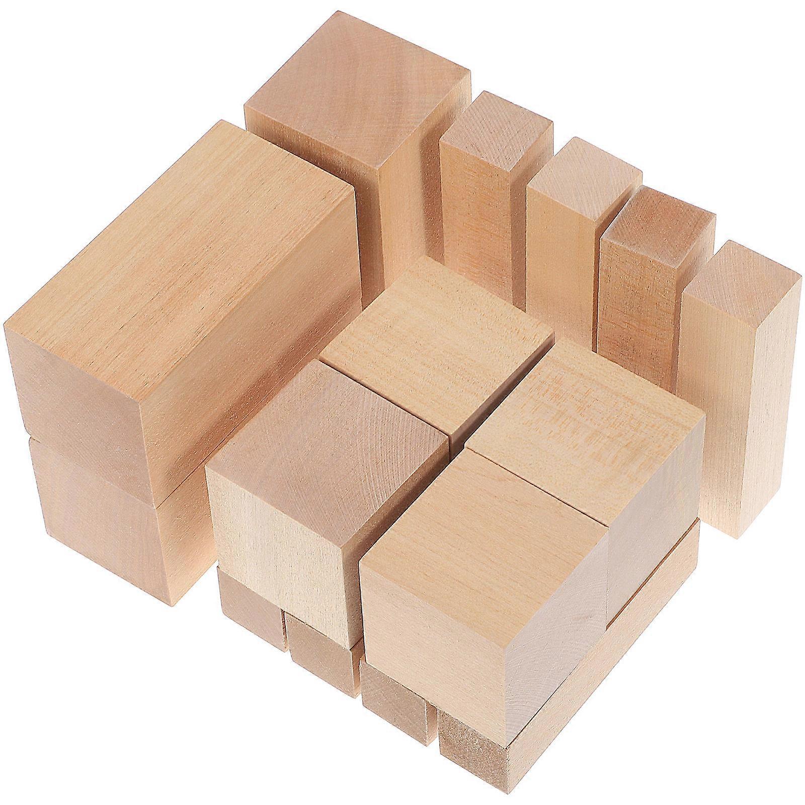 Wood Blocks for Crafts Rectangle Wood Carving Blocks for DIY 30Pcs Pack