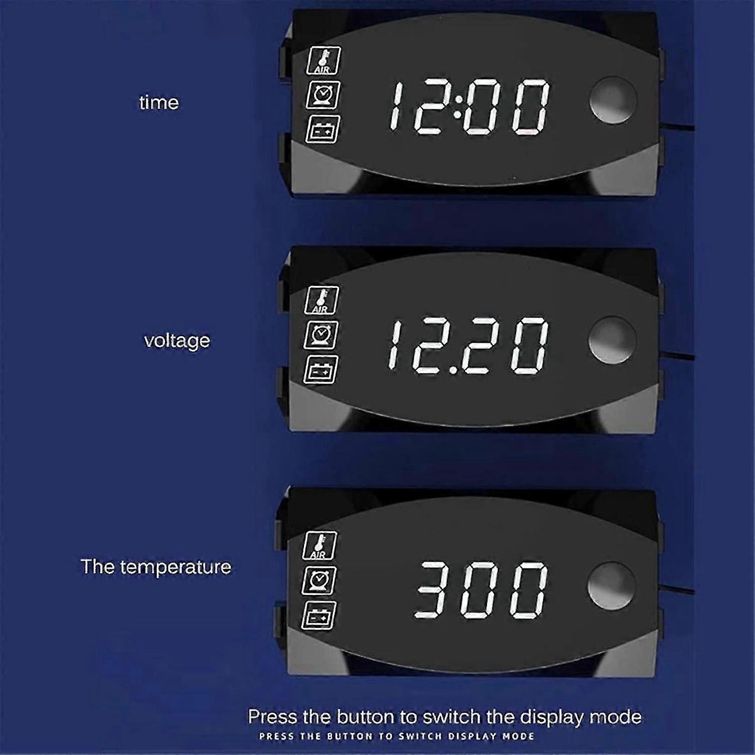 LCD Display Voltmeter Waterproof IP67 Digital Time Clock,Green Light