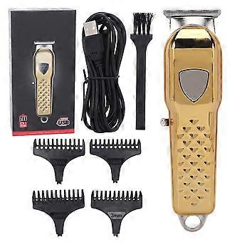 Hair Clipper Professional Rechargeable LED Display Cordless Hair Cutting Machine with Guide Comb (Gold)