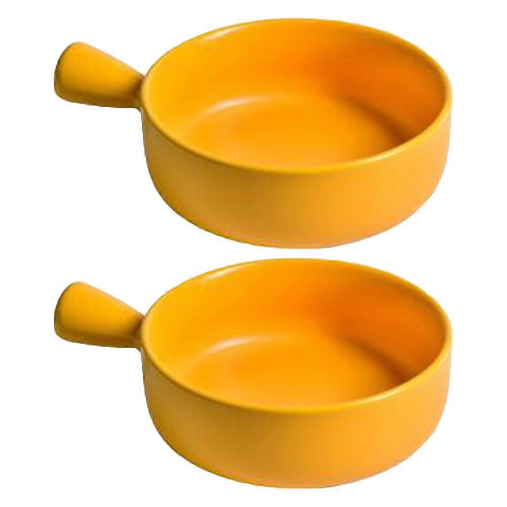 Round Ceramics Baking Plate for Baking Use 6Pcs Practical Kitchen Tray Yellow