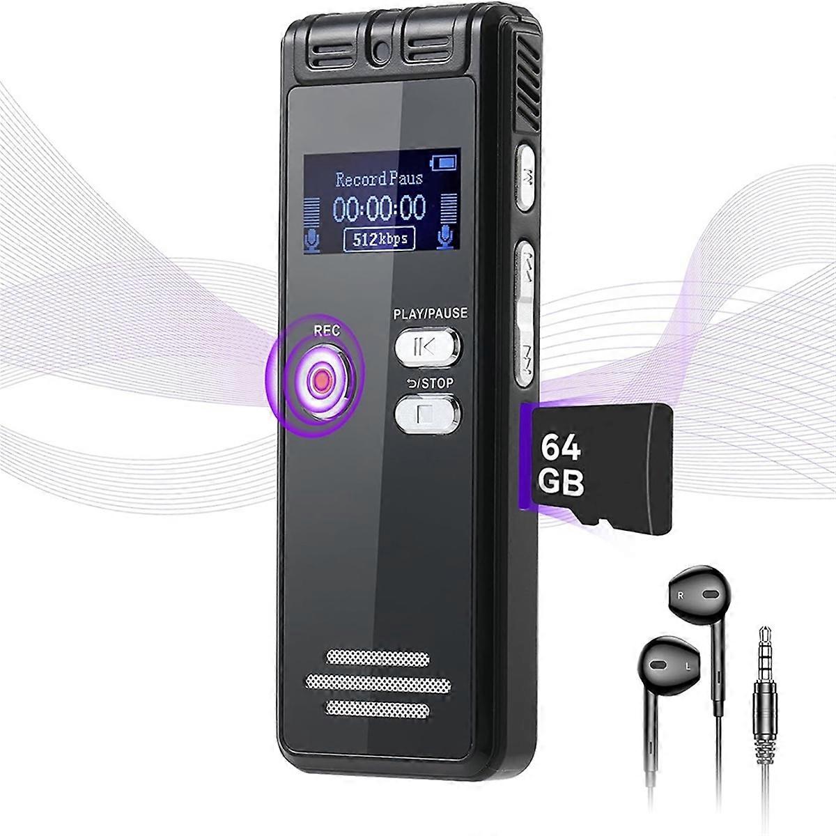 64GB Digital Voice Activated Recorder for Interviews/Meeting/Classes
