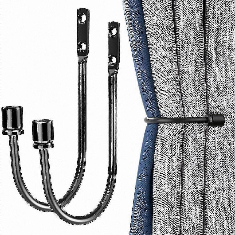 Set of Sturdy Metal Curtain Holdbacks, Wall-Mounted Tiebacks with Hardware for Window Treatments and Decorative Home Accents