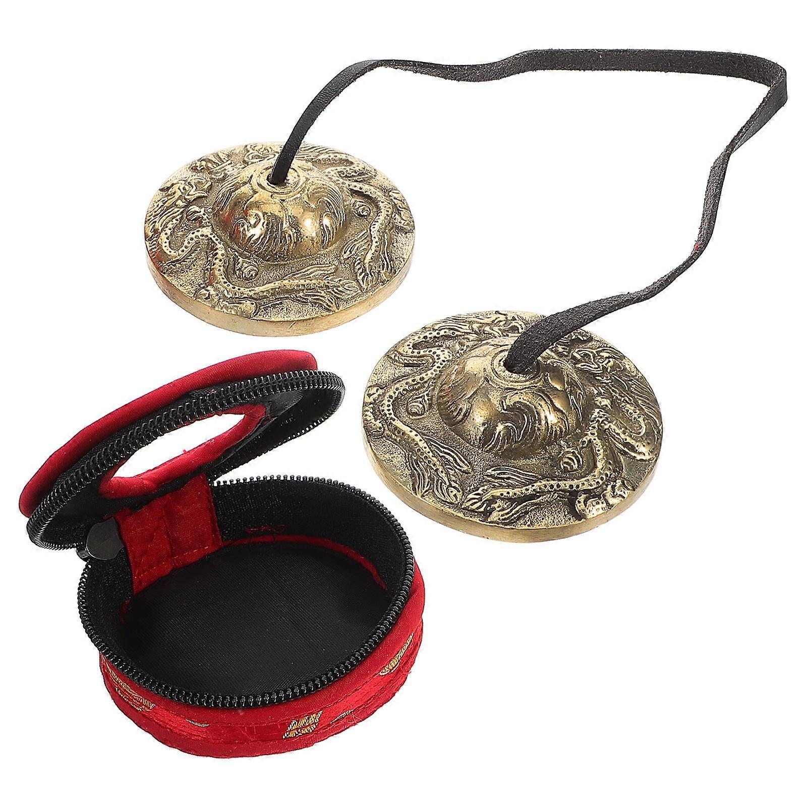 Handcrafted Bell Cymbals Nepalese Copper Instrument for 4Sets Meditation Purpose