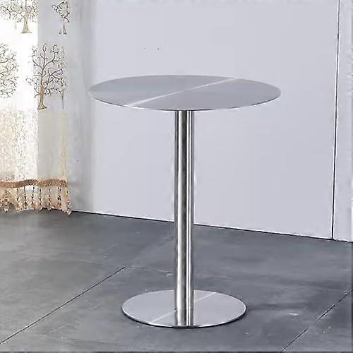 Stainless Steel Bar Table Round Tall With Silver And Sturdy Base For Cocktail Bar Pub Cafe Outdoor Patio End Table